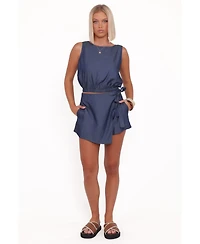 Petal and Pup Women's Maggie Chambray Wrap Skort Set - Medium Denim