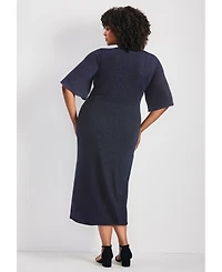 Avenue Women's Nala Metallic Mock Wrap Dress