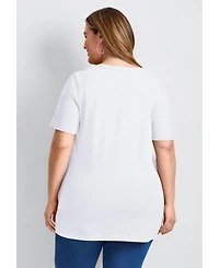 Avenue Women's Short Sleeve Henley Tunic
