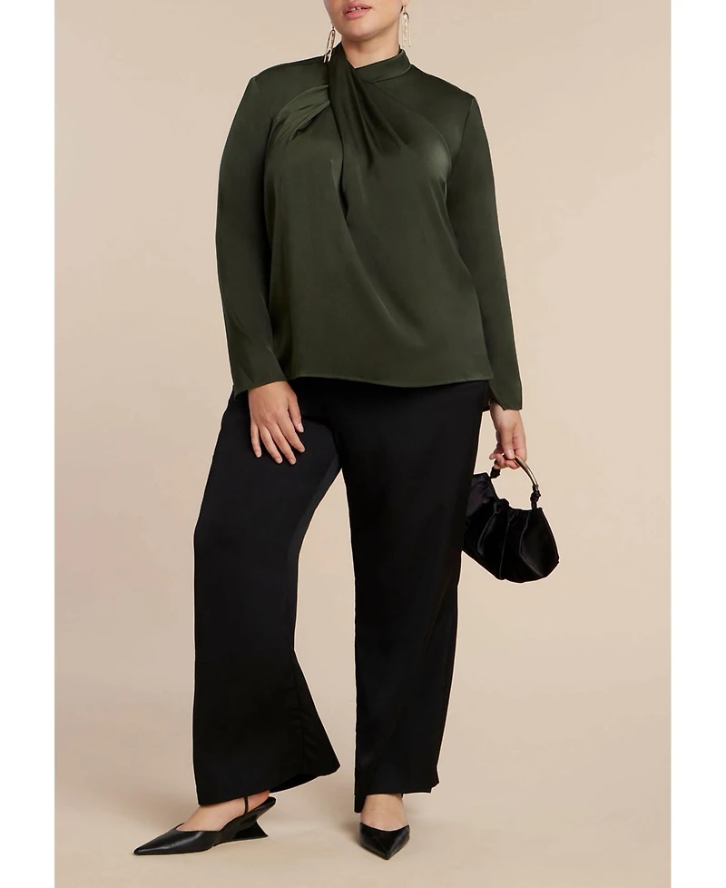 Eloquii Women's High Neck Drape Top