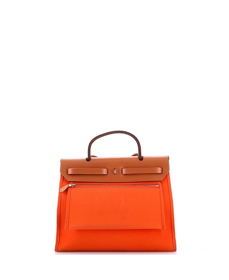 Pre-Owned HERMES 31 Herbag Zip Leather and Toile