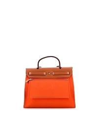 Pre-Owned HERMES 31 Herbag Zip Leather and Toile