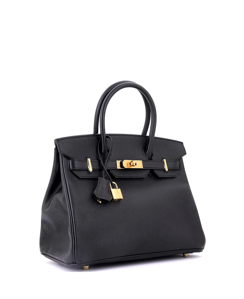 Pre-Owned HERMES Birkin 30 Handbag Black Epsom with Gold Hardware
