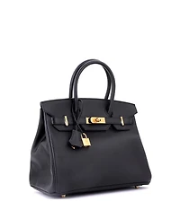 Pre-Owned HERMES Birkin 30 Handbag Black Epsom with Gold Hardware