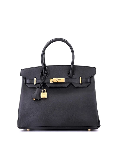 Pre-Owned HERMES Birkin 30 Handbag Black Epsom with Gold Hardware