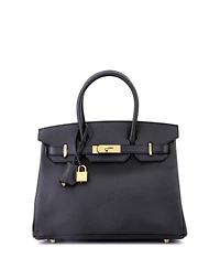 Pre-Owned HERMES Birkin 30 Handbag Black Epsom with Gold Hardware