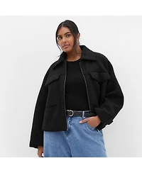 City Chic Women's Boucle Zip Front Jacket