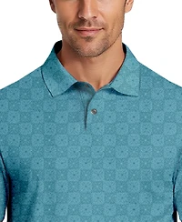 Pga Tour Men's All-Over Batik Geometric Print Short-Sleeve Golf Polo Shirt