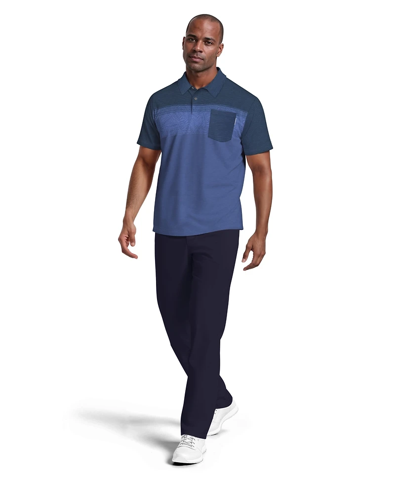 Pga Tour Men's Engineered Textured Color-Block Short-Sleeve Golf Polo Shirt
