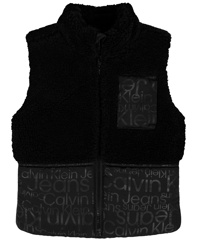 Calvin Klein Boys 2T-7 3-Piece Stand Collar Vest, T-Shirt and Joggers Set