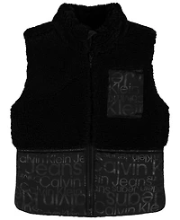 Calvin Klein Boys 2T-7 3-Piece Stand Collar Vest, T-Shirt and Joggers Set