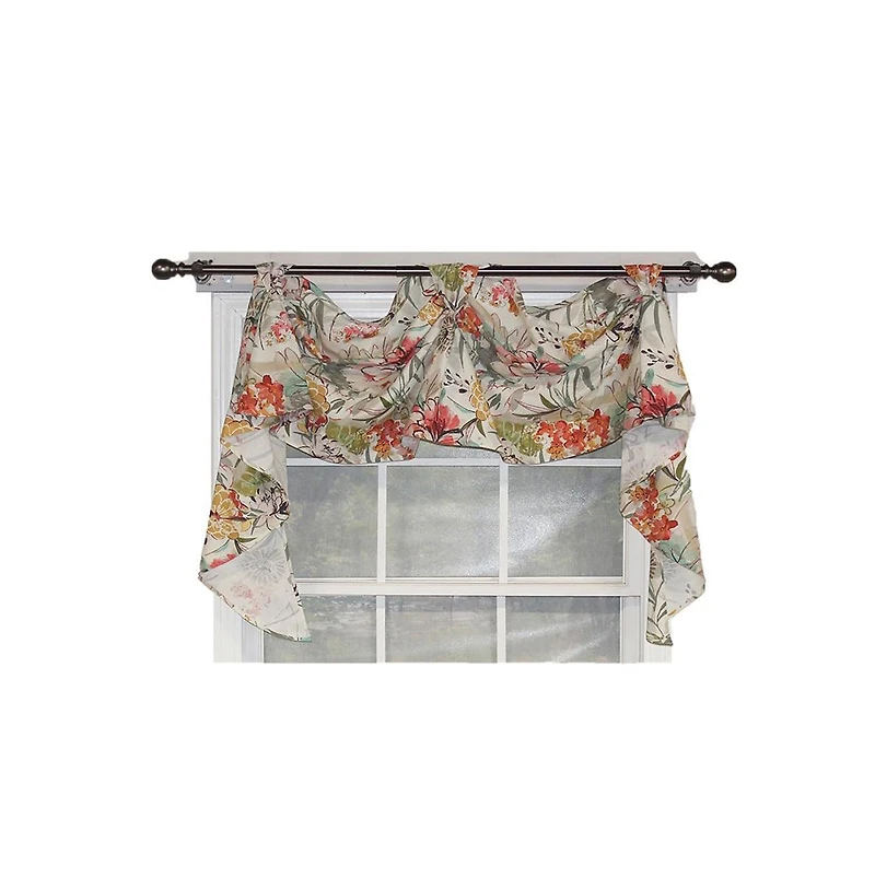 Rlf Home Kira 3-Scoop Victory Swag Multi. 4 Tabs 64"W x 26"L For windows up to 60"W