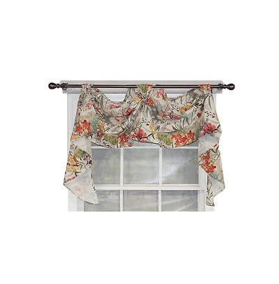 Rlf Home Kira 3-Scoop Victory Swag Multi. 4 Tabs 64"W x 26"L For windows up to 60"W