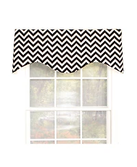 Rlf Home Zig Zag Cornice 100% Cotton with Fully Lined 3" Rod Pocket Valnance for Windows 50" x 17" Black