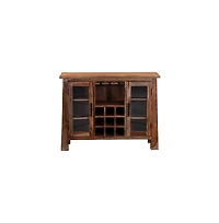 Kalispell Solid Sheesham Wood Bar Cabinet, Brown