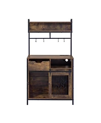 2 in 1 Rustic Dog Crate Side Cabinet Organizer Hutch Kitchen Cabinet with Storage for Small Dogs up to 40lbs