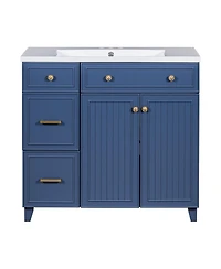 Airsurfer 36" Vanity with Ceramic Sink,Double Layer Drawers, Soft-Close Doors, Adjustable Shelves, Modern Storage Cabinet for Small & Medium Bathrooms