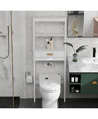 Airsurfer Comfort Room Storage Cabinet with One Drawer and Two Shelves Space Saver Bathroom Organizer Freestanding Bathroom Rack White