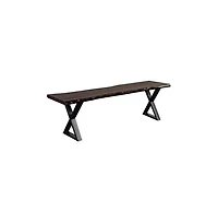 Porter Designs Manzanita Live Edge Solid Sheesham Wood Dining Bench, Gray