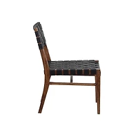 Porter Designs Kier Genuine Leather Basket-Woven Dining Chair, Brown (Set of 2)