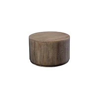 Porter Designs Drum Gray Wash Mango Wood Coffee Table, Gray