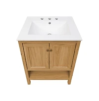 Swiss Madison 24" Freestanding Bathroom Vanity in Golden Oak with 3-Hole Centerset Sink Top