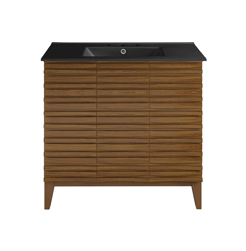 Swiss Madison Cascade in. oak Bathroom Vanity With Black