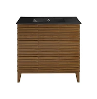 Swiss Madison Cascade in. oak Bathroom Vanity With Black