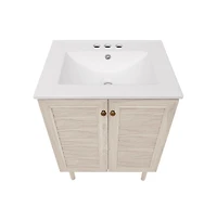 Swiss Madison24" Freestanding Bathroom Vanity in White Oak with 3-Hole Centerset Sink Top