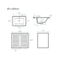 Swiss Madison 24" Wall-Mounted Bathroom Vanity in Black Oak with Single Faucet Hole Vanity Top