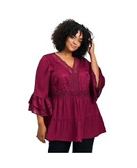 Avenue Women's Plus Wallflower Lace Detail Tunic