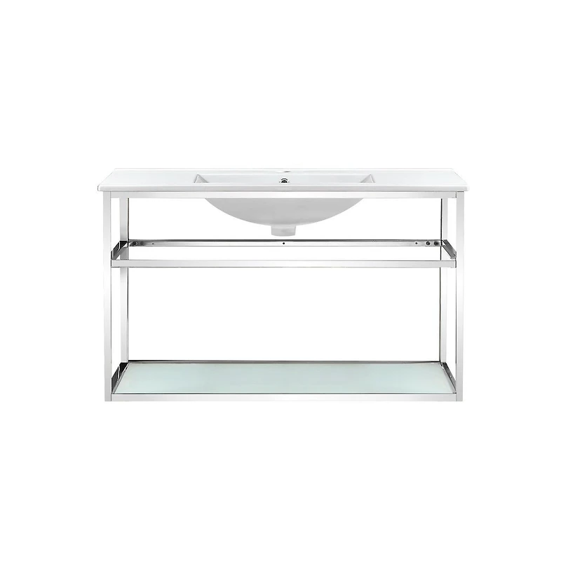 Swiss MadisonPierre 36 Single, Open Shelf, Chrome Metal Frame Bathroom Vanity