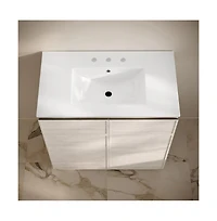 Swiss Madison 36" Freestanding Bathroom Vanity in Oak with 3-Hole Widespread Sink Top