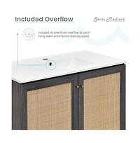 Swiss Madison Classe 36" Freestanding Bathroom Vanity in Black Oak with Sink Top