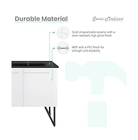 Swiss Madison 60 in. White, Double Basin Bathroom Vanity With Black Artificial Stone Sink Top