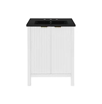 Swiss Madison Bastille 24 in. White Bathroom Vanity With Black, 3-Hole Ceramic Sink Top