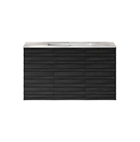 Swiss Madison 36" Wall-Mounted Bathroom Vanity in Black Oak with 3-Hole Widespread Sink Top