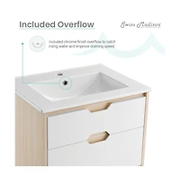 Swiss Madison Brusque 24" Freestanding Bathroom Vanity in Natural Oak with Sink Top