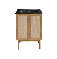 Swiss MadisonClasse 24" Freestanding Bathroom Vanity in Golden Oak with Black Sink Top