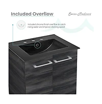 Swiss Madison Annecy 24 in. Black Walnut Bathroom Vanity With Black, 3-Hole Ceramic Sink Top