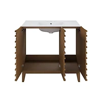 Swiss Madison Cascade 36 in. Brown oak Bathroom Vanity With White, 3-Hole Ceramic Sink Top