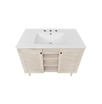 Swiss Madison 36" Freestanding Bathroom Vanity in White Oak with 3-Hole Widespread Sink Top