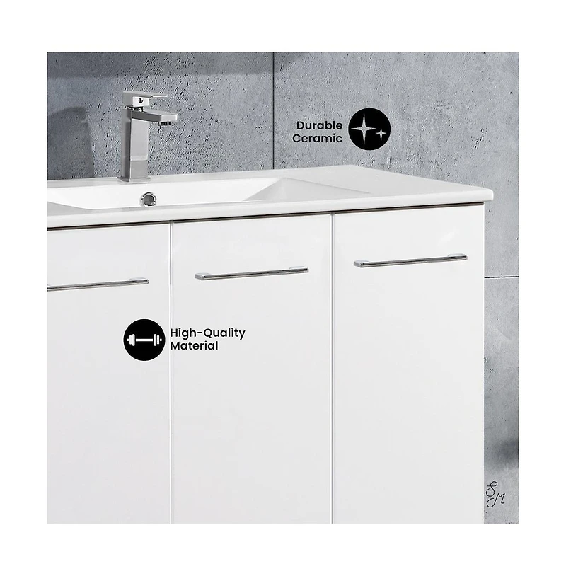 Swiss MadisonAnnecy 36" Freestanding Bathroom Vanity in White with Sink Top