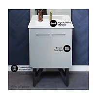 Swiss MadisonAnnecy 24" Freestanding Bathroom Vanity in Gray with Sink Top