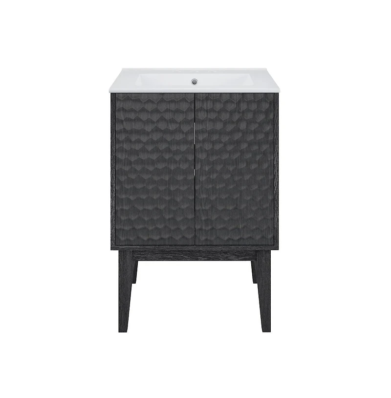 Swiss Madison24" Freestanding Bathroom Vanity in Black Oak with 3-Hole Centerset Sink Top