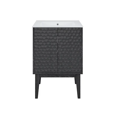 Swiss Madison24" Freestanding Bathroom Vanity in Black Oak with 3-Hole Centerset Sink Top