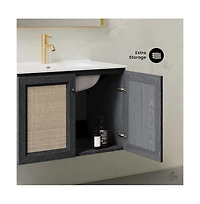 Swiss Madison 30" Wall-Mounted Bathroom Vanity in Black Oak with Single Faucet Hole Vanity Top