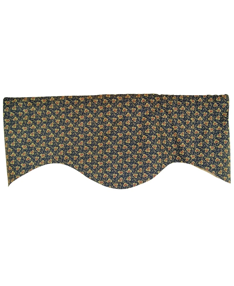 Rlf Home Fenia Cornice 100% Cotton with Fully Lined 3" Rod Pocket Valnance for Windows 50" x 17" Blue