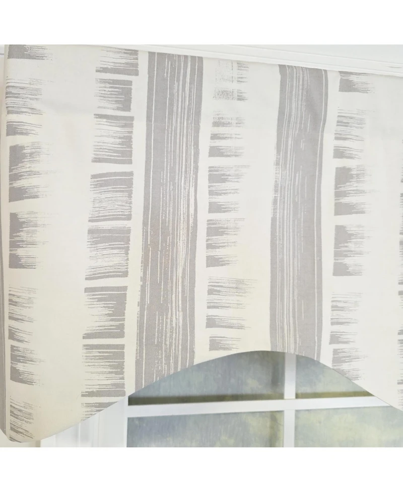 Rlf Home 100% Cotton Jaspeado Cornice With Poly/Cotton Ivory lining Rod Pocket Valance 50" x 17" Gray