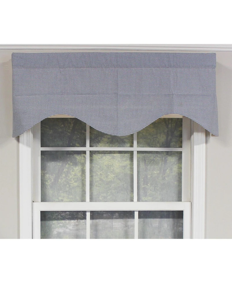 Rlf Home Cornice Stylish Classic Small Check Croswell Window Valance 3" Rod Pocket 50" X 17" Blue